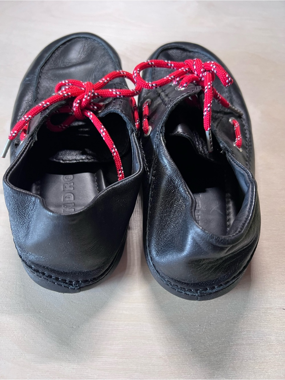 Sandro Women's Boat Shoe Loafers Black Leather Casual Red Laces 38 - Picture 6 of 11